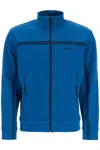 Hugo Boss Tape Inserts Zip-up Sweatshirt In Blue