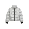 Hugo Boss High-sheen Puffer Jacket With Silicone Logo Badge In Silver