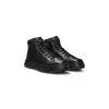 Hugo Boss High-top Boots In Grained Leather In Black