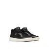 Hugo Boss High-top Trainers In Mixed Leathers In Black