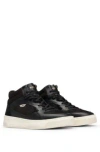 Hugo Boss High-top Trainers In Mixed Leathers In Black