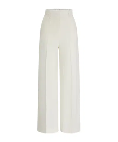 Hugo Boss High-waist Crepe Palazzo Pants In White