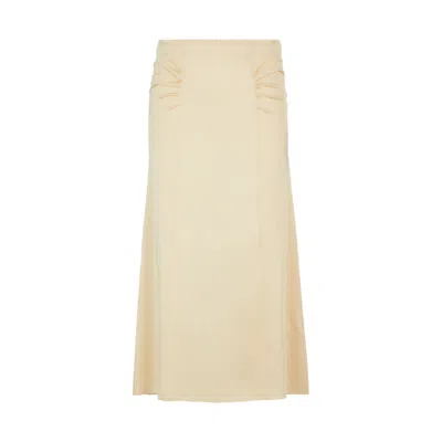 Hugo Boss Boss Vaniki Satin Midi Skirt In Neutral