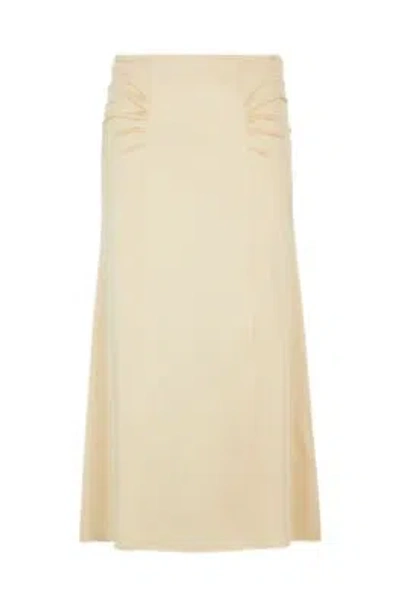 Hugo Boss Boss Vaniki Satin Midi Skirt In Neutral