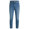Hugo Boss High-waisted Cropped Jeans In Blue Comfort-stretch Denim In Blue