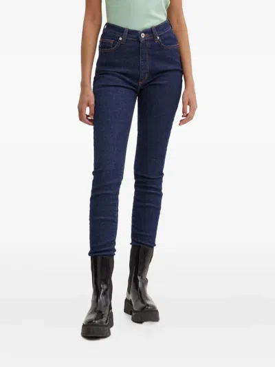 Hugo Boss High-waisted Logo-plaque Jeans In Blue