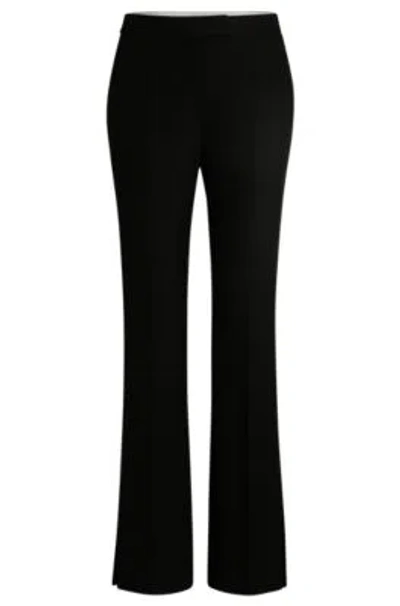 Hugo Boss High-waisted Slim-fit Trousers With Flared Leg In Black