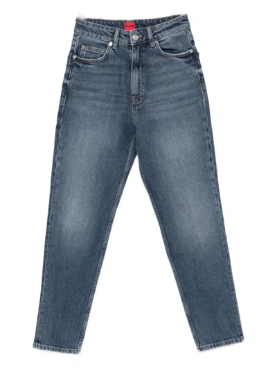 Hugo Boss High-waisted Straight Jeans In Blue