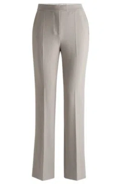 Hugo Boss High-waisted Trousers With Flared Leg In Light Grey