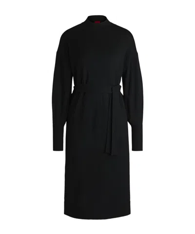 Hugo Boss High-neck Knit Dress In Black