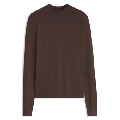 Hugo Boss High-neck Sweater In A Slim Fit In Brown