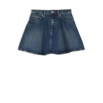 Hugo Boss High-waisted Mini Skirt In Blue Denim