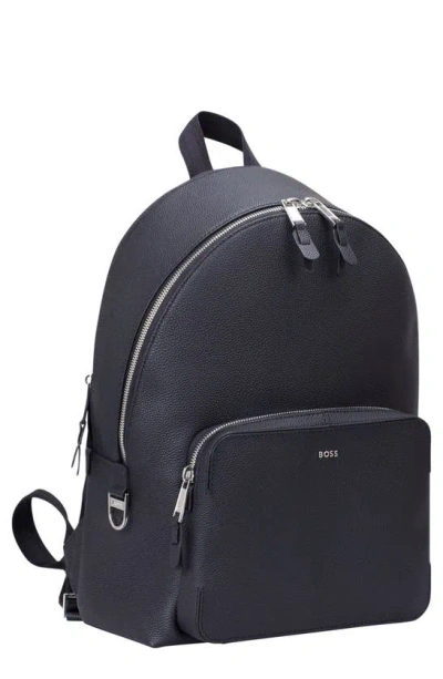 Hugo Boss Highway Leather Backpack In Dark Blue