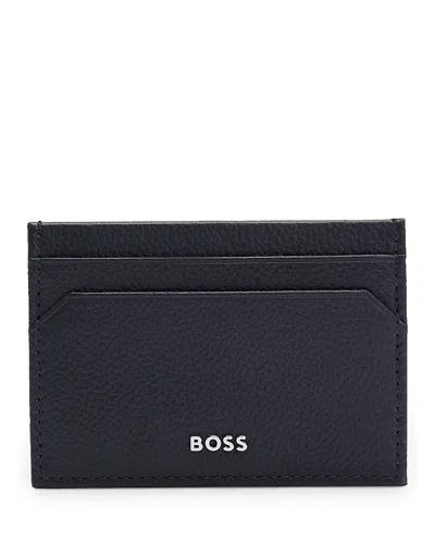 Hugo Boss Highway Leather Card Case In Medium Grey