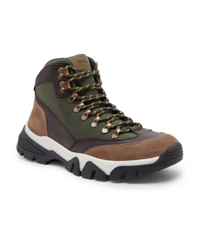 Pre-owned Hugo Boss Hiking-inspired Boots, Style Chester Halb_ltcorny-50503984, Size 8 In Green