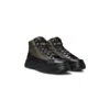 Hugo Boss Hiking-style Boots With Leather And Fabric Uppers In Black