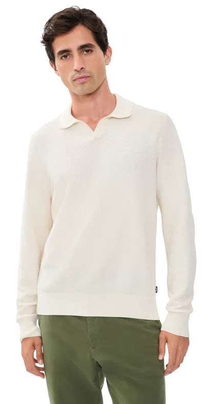 Hugo Boss Knitted Cotton Sweater With Johnny Collar In Neutral