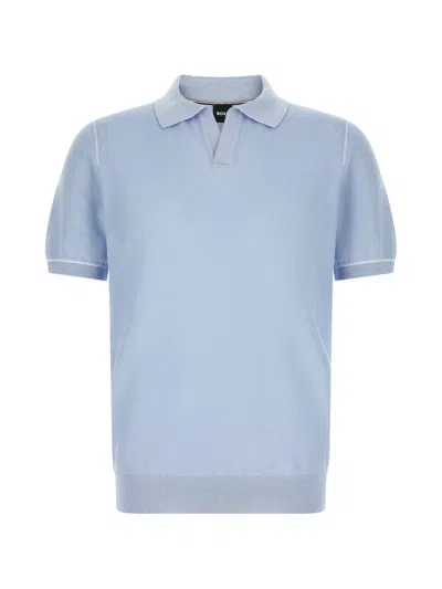 Hugo Boss Light Blue H-narciso Polo Shirt In Gold
