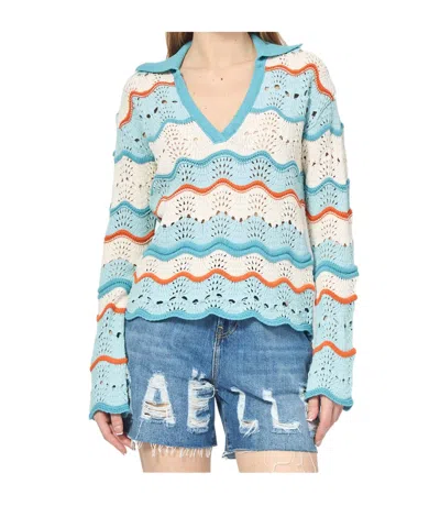 Hugo Boss Hollow Sweater In Blue