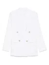 Hugo Boss Boss Double-breasted Linen Blazer With Structured Shoulders In White
