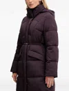 Hugo Boss Hooded Belted Coat In Purple