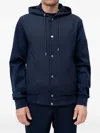 Hugo Boss Hooded Buttoned Jacket In Blue