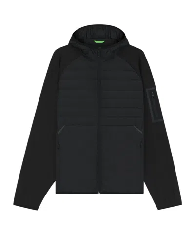 Hugo Boss Water-repellent Hooded Jacket With Decorative Reflective Details In Black