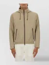 Hugo Boss Hooded Coat With Adjustable Cuffs And Zipper Pockets In Neutral