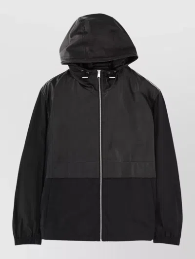 Hugo Boss Hooded Leather Blend Jacket Two Tone In Black