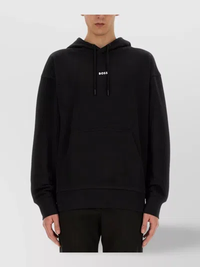 HUGO BOSS HOODED LOGO SWEATER KANGAROO POCKET