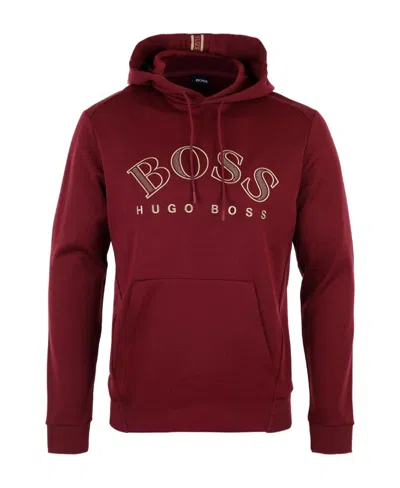 Hugo Boss Hooded Logo Sweater In Red