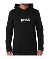 Hugo Boss Hooded Long-sleeved T-shirt In Black