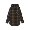 Hugo Boss Hooded Oversize-fit Overshirt In Checked Cotton In Brown