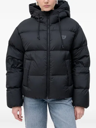 Hugo Boss Hooded Padded Jacket In Black