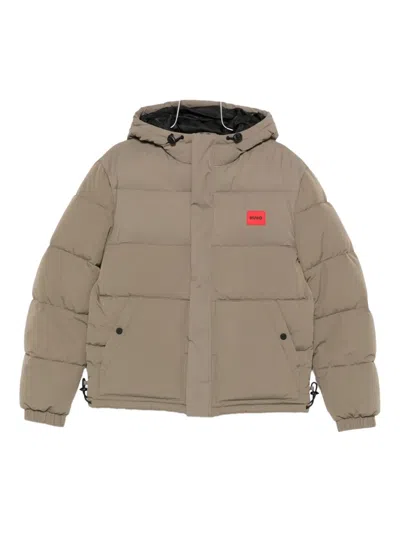 Hugo Boss Hooded Padded Jacket In Neutral