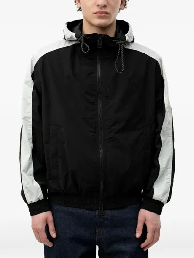 Hugo Boss Hooded Panelled Jacket In Black