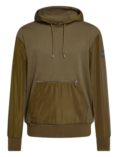 Hugo Boss Hooded Panelled Sweatshirt In Green