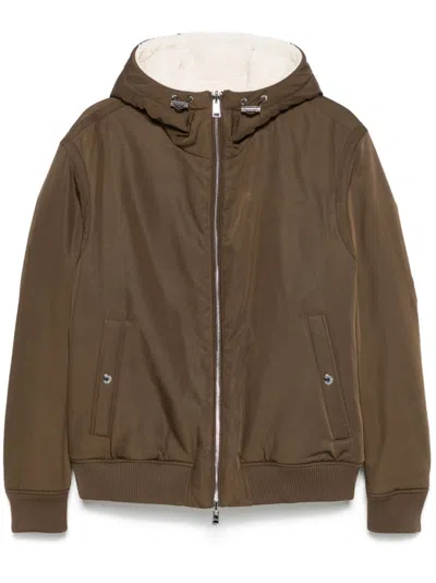 Hugo Boss Hooded Puffer Jacket In Brown
