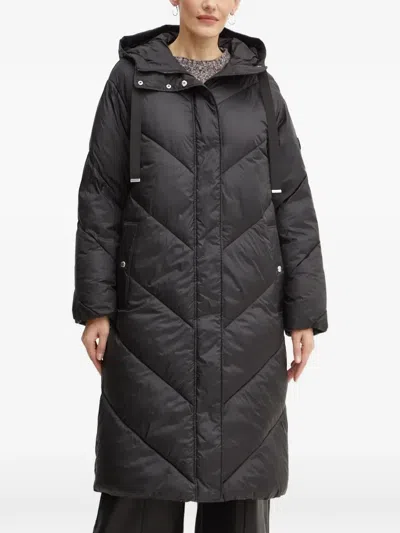 Hugo Boss Hooded Quilted Coat In Black