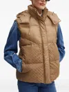 Hugo Boss Hooded Quilted Gilet In Brown