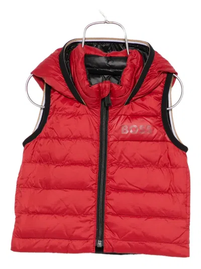 Hugo Boss Babies' Hooded Quilted Gilet In Red