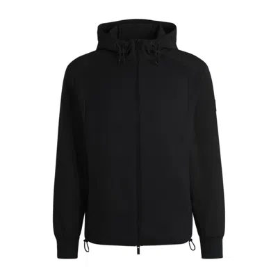 Hugo Boss Hooded Regular-fit Jacket In Mixed Materials In Black