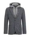 Hugo Boss Slim-fit Jacket In Stretch Jersey With Detachable Hood In Black