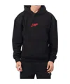 Hugo Boss Dlogolong Cotton Logo Embroidered Relaxed Fit Hoodie In Black
