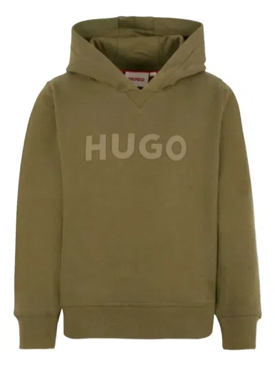 Hugo Boss Kids' Hooded Sweatshirt In Green