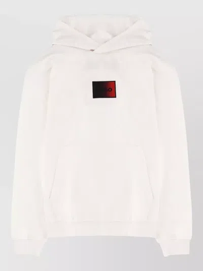 Hugo Boss Hooded Sweatshirt Logo Patch Front Pocket In White