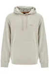 Hugo Boss Logo Hooded Sweatshirt Drawstring In Beige