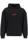 Hugo Boss Dlogolong Cotton Logo Embroidered Relaxed Fit Hoodie In Black