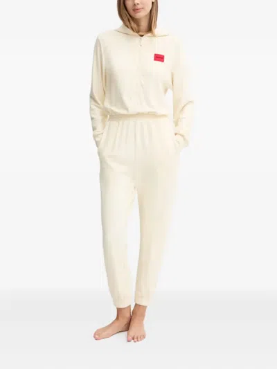 Hugo Boss Hooded Zip-fastening Jumpsuit Pyjama In Neutral