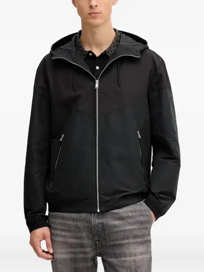 Hugo Boss Hooded Zip-front Jacket In Black